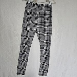 Shein Small Black White Gingham Houndstooth Pull On Pants Classic Preppy Chic